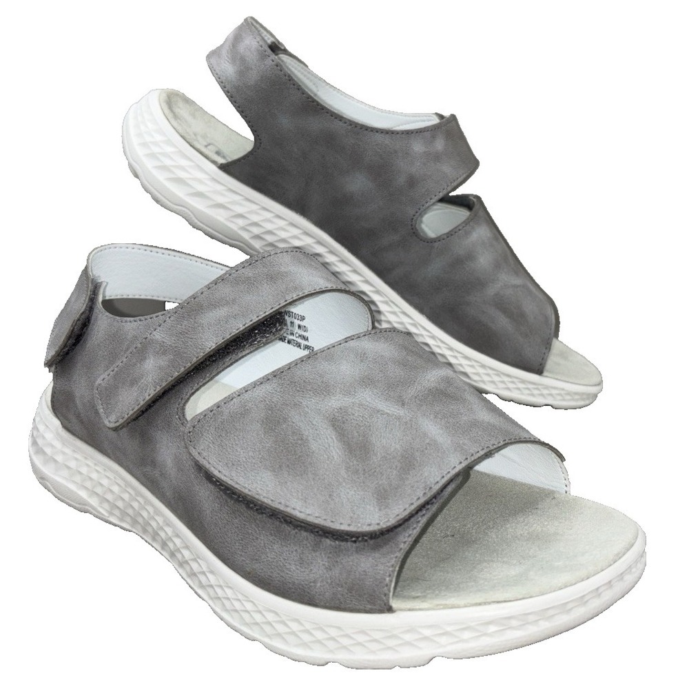 Propet Travelactiv Scottsdale Sandal Women's 11 Wide Grey Hook Loop Adjustable
